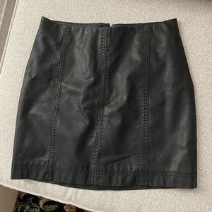 Free People Faux Leather Mini Skirt in Black